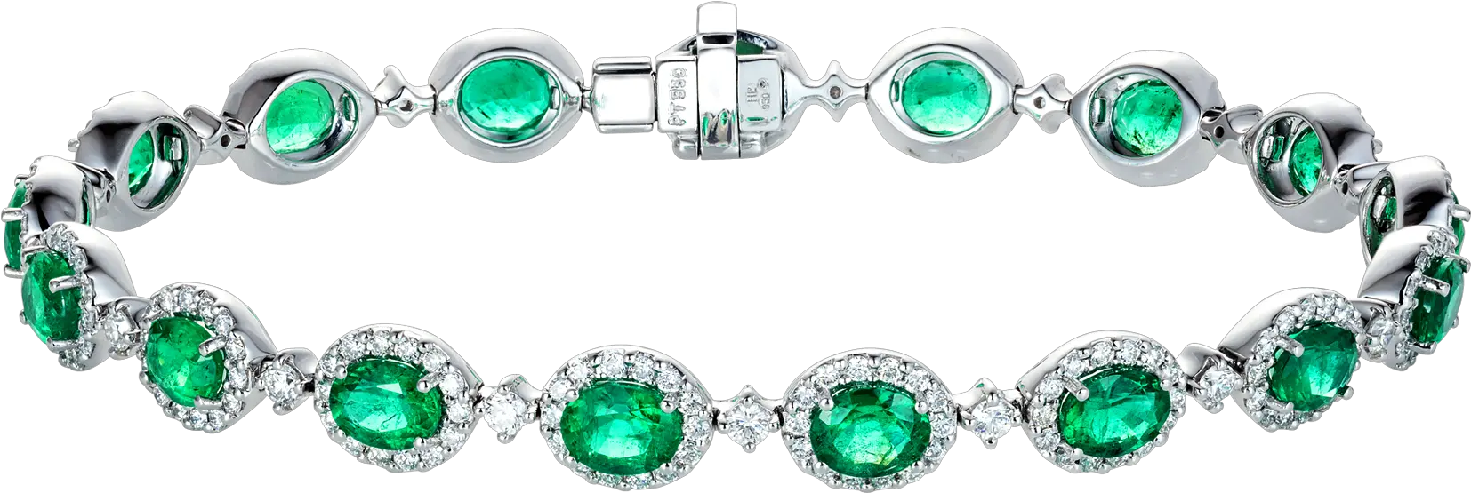 Oval Cut Emerald And Diamond Regal Emerald Bracelet Png Emerald Png
