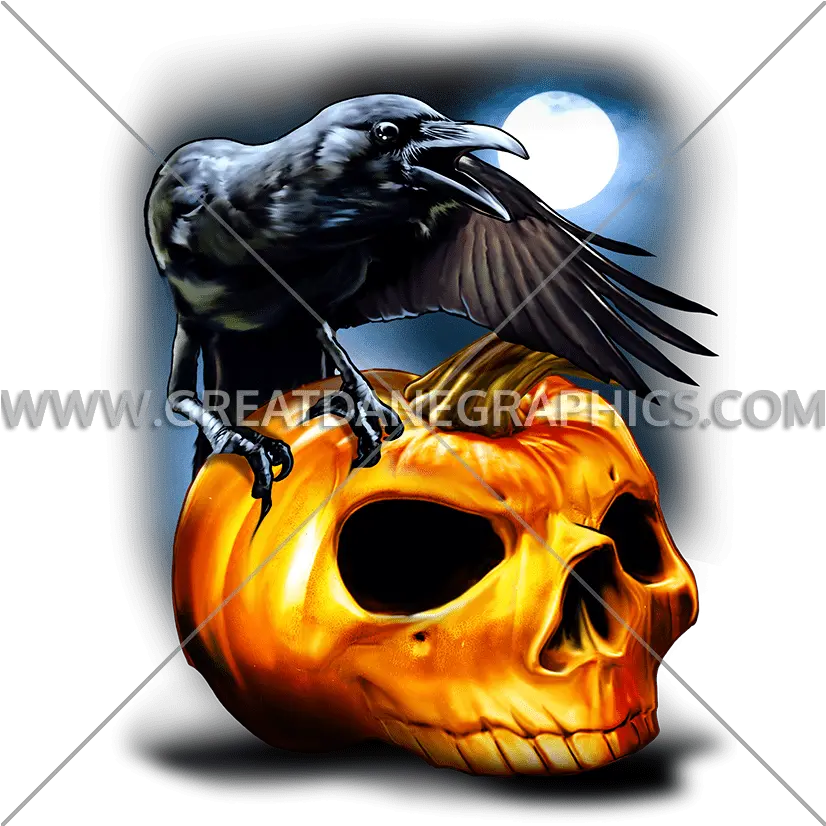 Crow Pumpkin Skull Production Ready Artwork For T Shirt Skull Png Crow Transparent Background