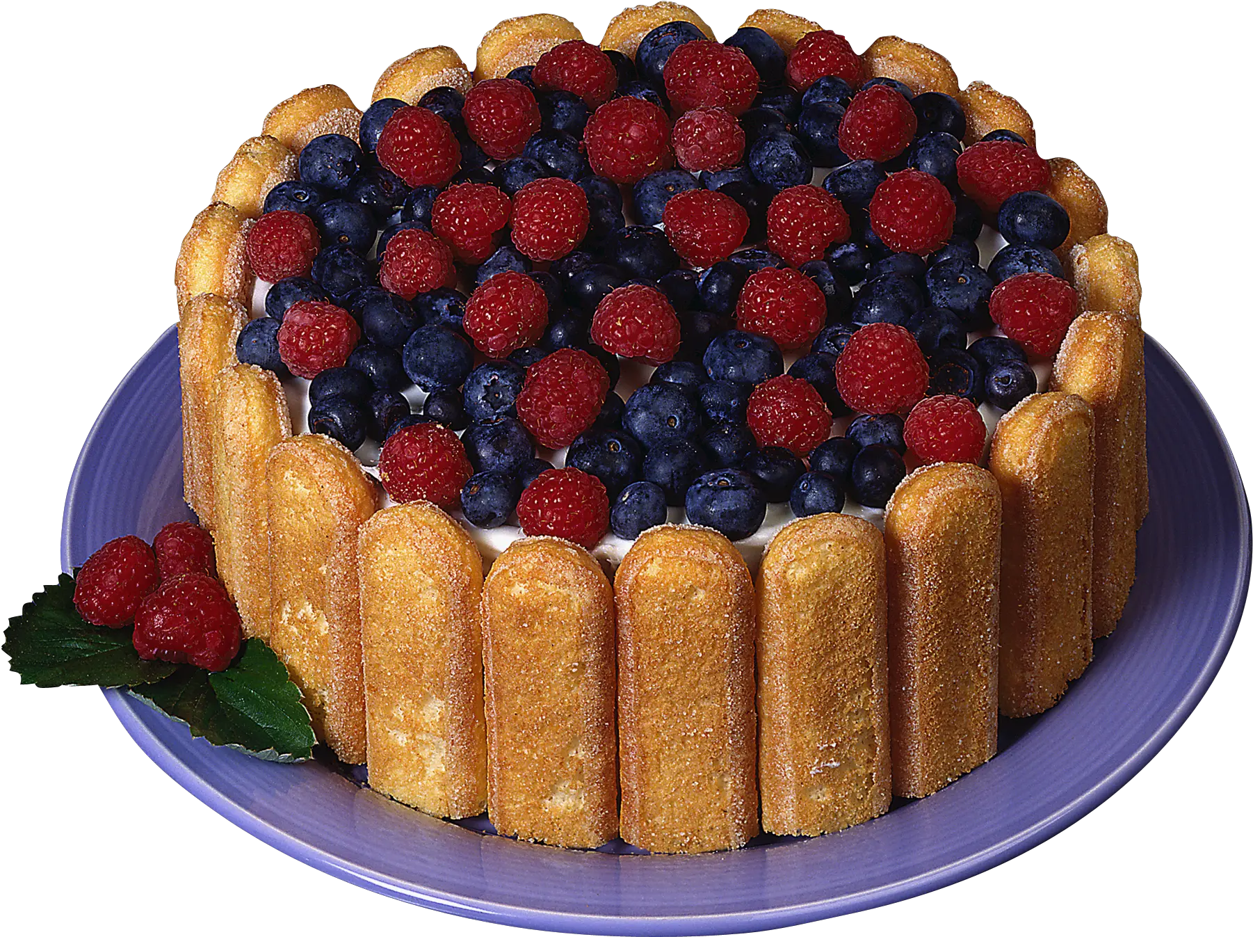 Download Hd Charlotte Cake With Raspberries And Blueberries Charlotte Cake Png Blueberries Png