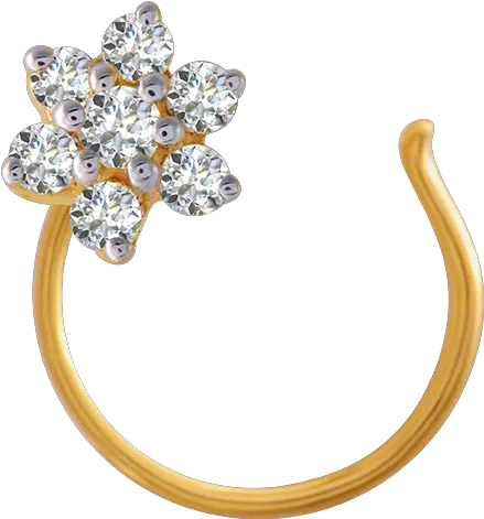 18kt 750 Yellow Gold And Diamond Nose Pin For Women Girl Nose Ring Png Nose Ring Png