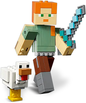 Alex Bigfig With Chicken Lego Minecraft Alex With Chicken Png Minecraft Chicken Png