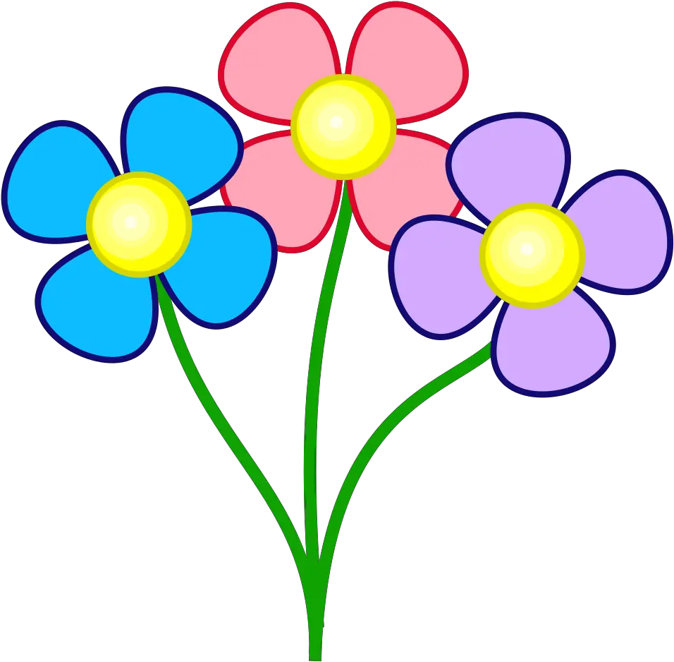 Three Colorful Flowers Svg Vector Pretty Flowers Clip Art Png Colorful Flowers Png