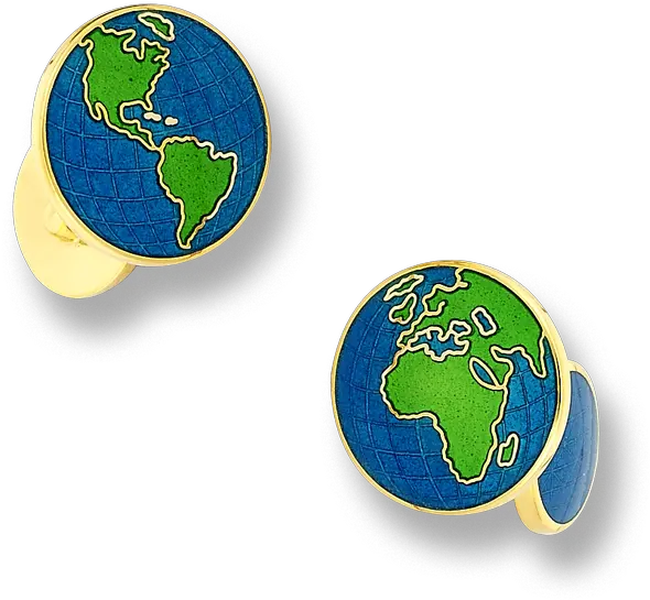 Nicole Barr Designs 18 Karat Gold Earth Cufflinks Blue Earth Png Gold Globe Png