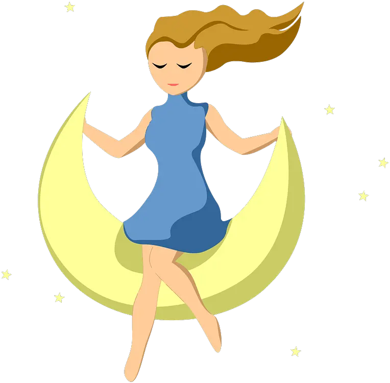 Girl Girl With Moon Clipart Png Cresent Moon Png