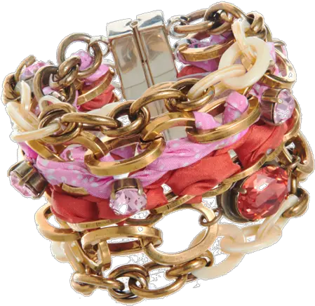 Nina Ricci Multi Strand Chain U0026 Ribbon Bracelet Pink Bracelet Png Broken Chains Png