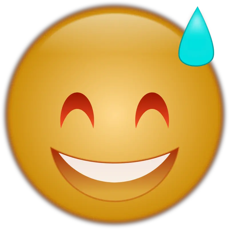Grinning Face With Sweat Emoji Openclipart Png Sweat Icon