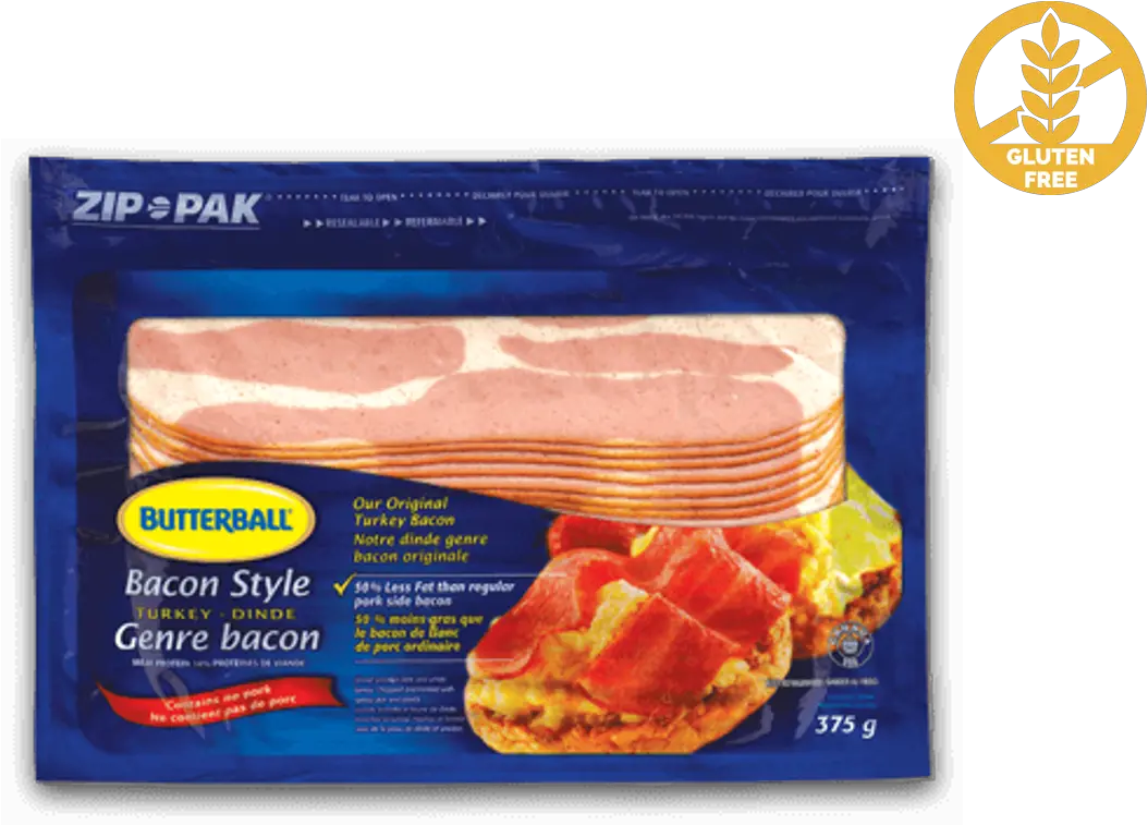 Original Bacon Style Turkey Butterball Butterball Turkey Bacon Nutrition Facts Png Bacon Transparent