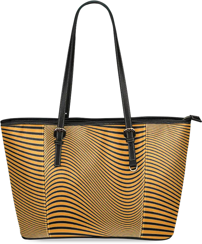 Download Orange And Black Wavy Lines Leather Tote Bagsmall Handbag Png Wavy Lines Png