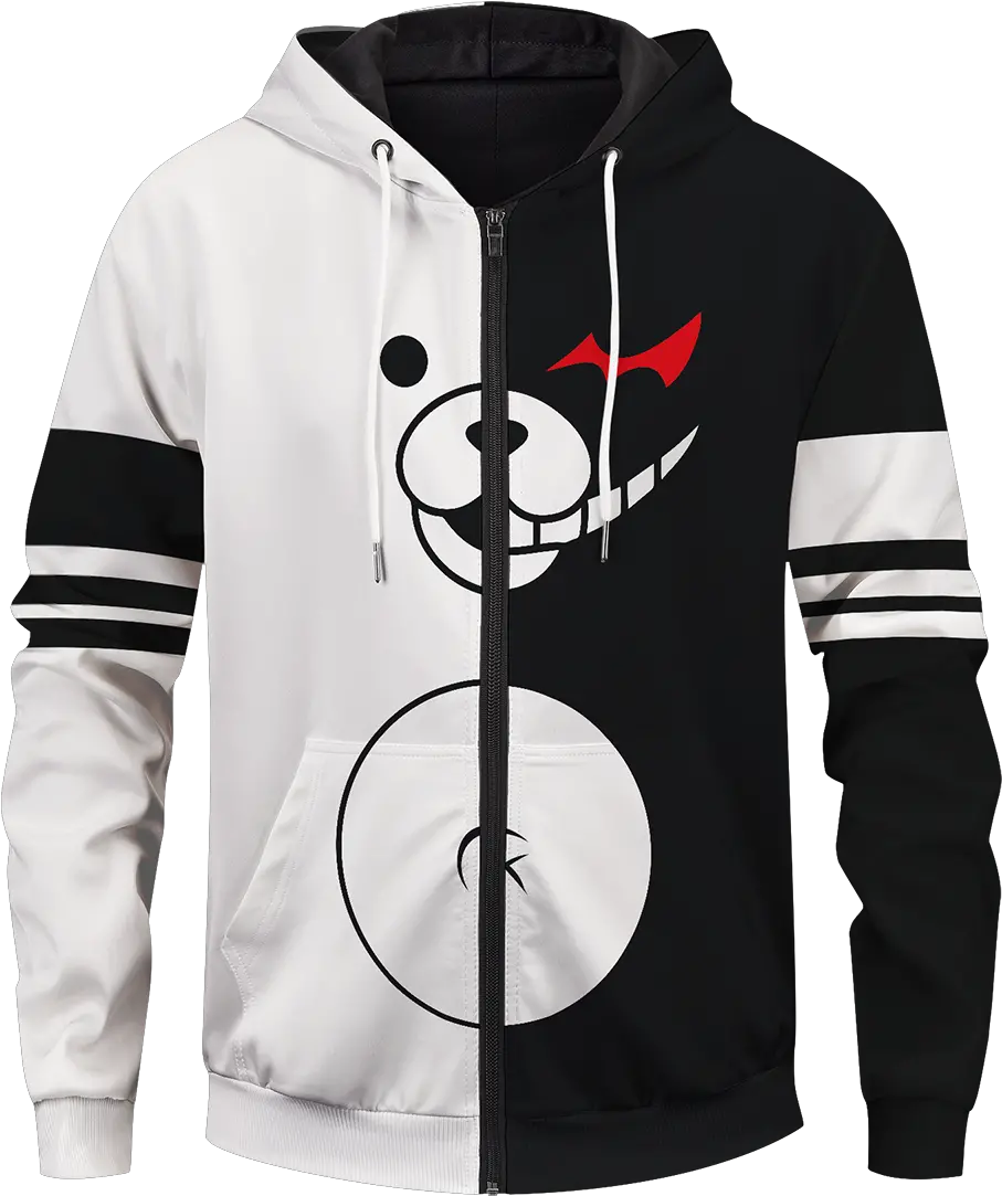 Monokuma Danganronpa Unisex Zipped Hoodie Hoodie Png Monokuma Png