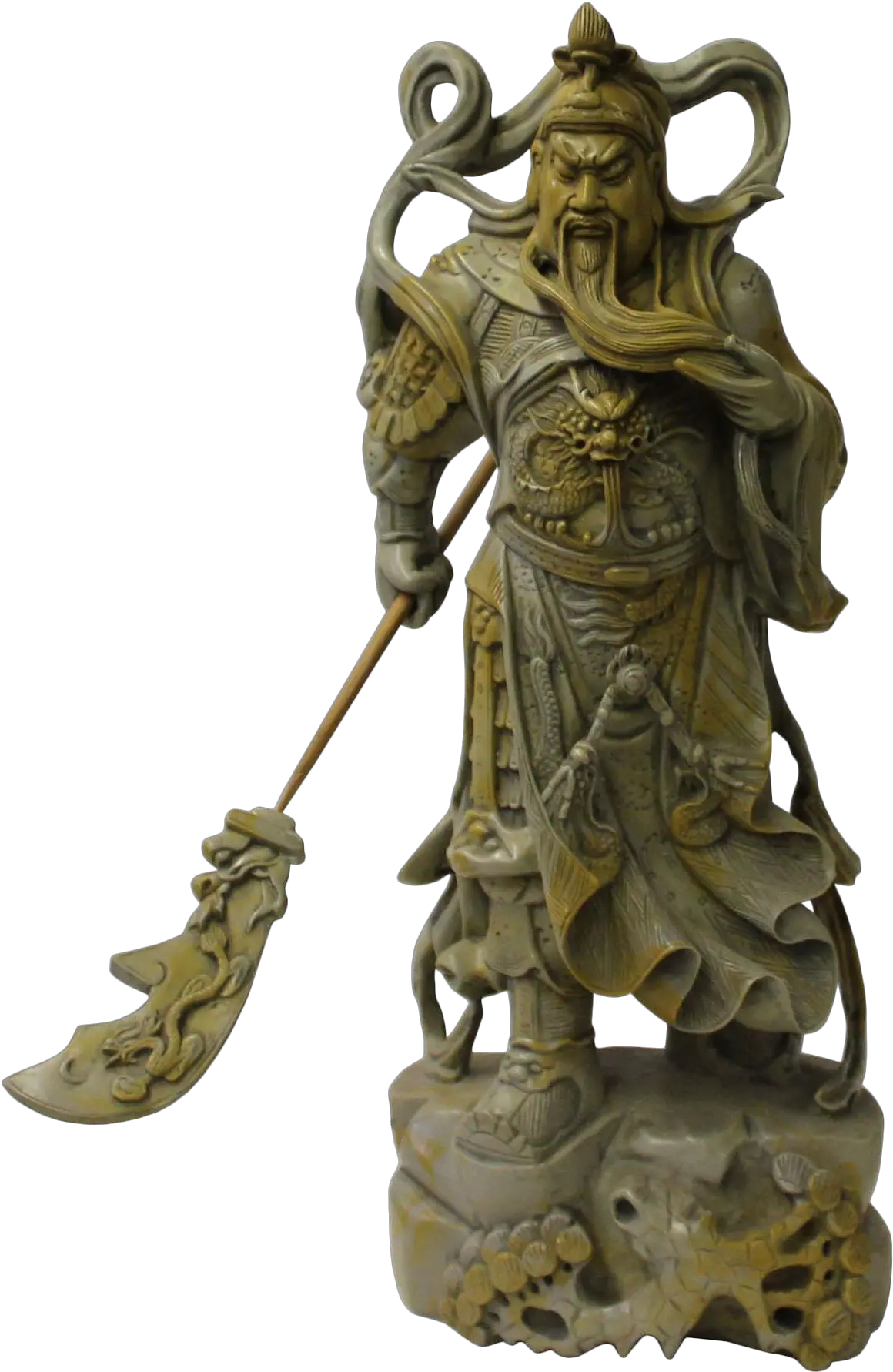 Chinese Gray Brown Color Standing General Guan Kwan Kong Statue General Kwan Statue Png Kong Png