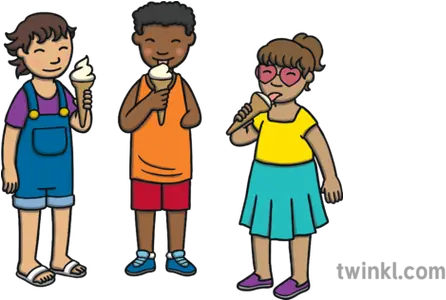 Children Eating Icecream No Background Summer Outdoors Cartoon Png Ice Cream Transparent Background