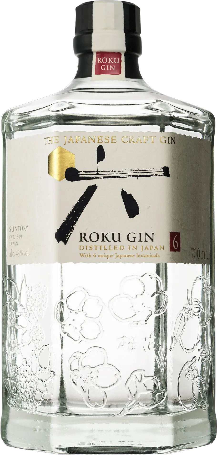 Japanese Gin 700ml Roku Gin Png Alcohol Bottle Png