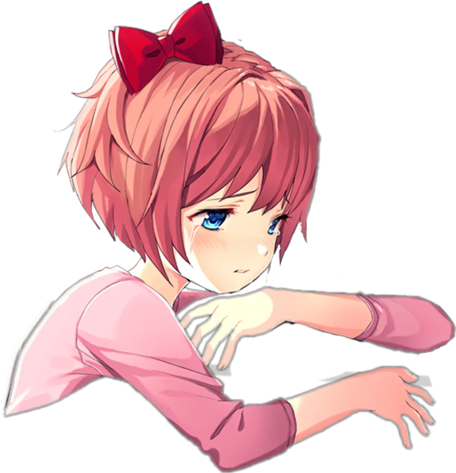 Anime Hug Sadgirl Crying Png Doki Doki Literature Club Guy Hug Png