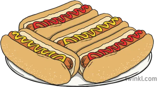 Plate Of Hotdogs Illustration Twinkl Plate Of Hot Dogs Drawing Png Hot Dogs Png