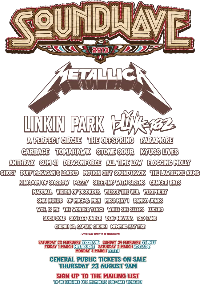 Soundwave Music Festival Metallica Png Soundwave Png