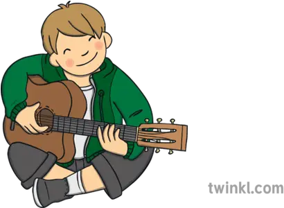 Ks1 Gaelige Liam Playing Guitar Illustration Twinkl Cartoon Png Cartoon Guitar Png