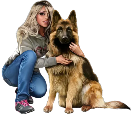 Girl And Dog Png Official Psds Drawing Girl Dog German Shepherd Dogs Png