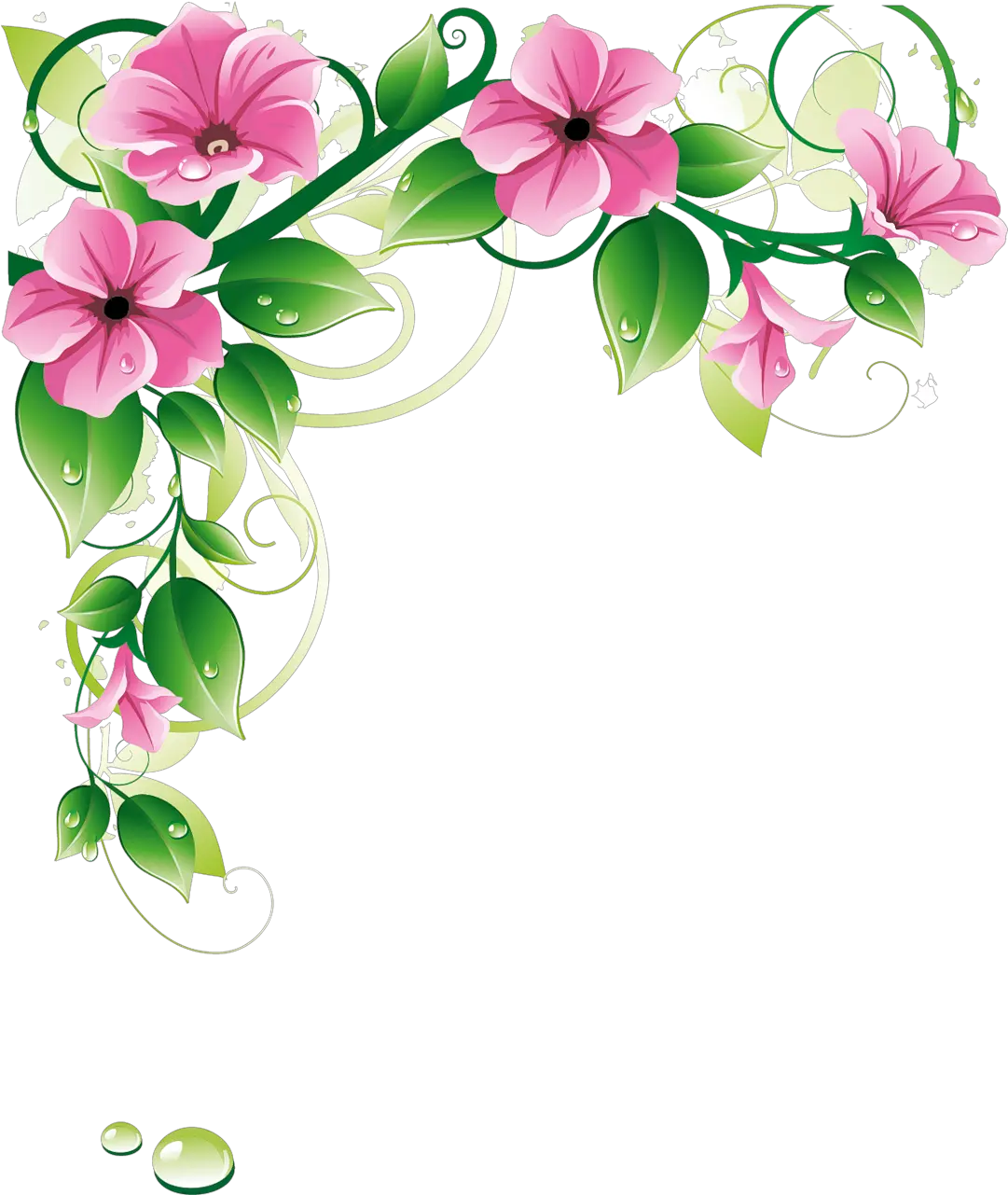 Flores Y Letras Para Decoupage Flower Side Border Design Png Borde Png