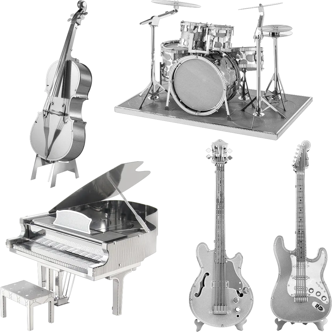 Set Musical Instruments Metal Earth Drum Set Png Instruments Png
