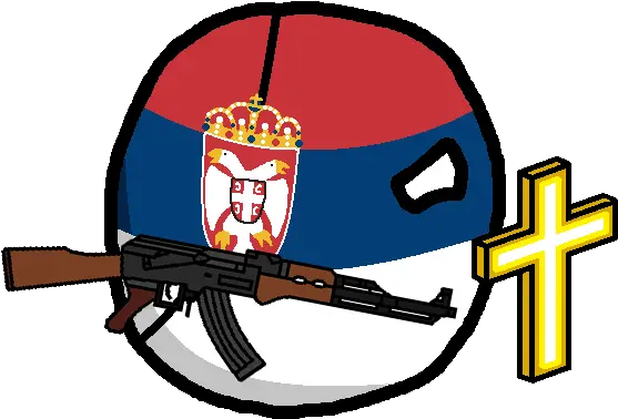 Download Serbia With A Cross And An Ak Serbia Countryball Png Ak 47 Png