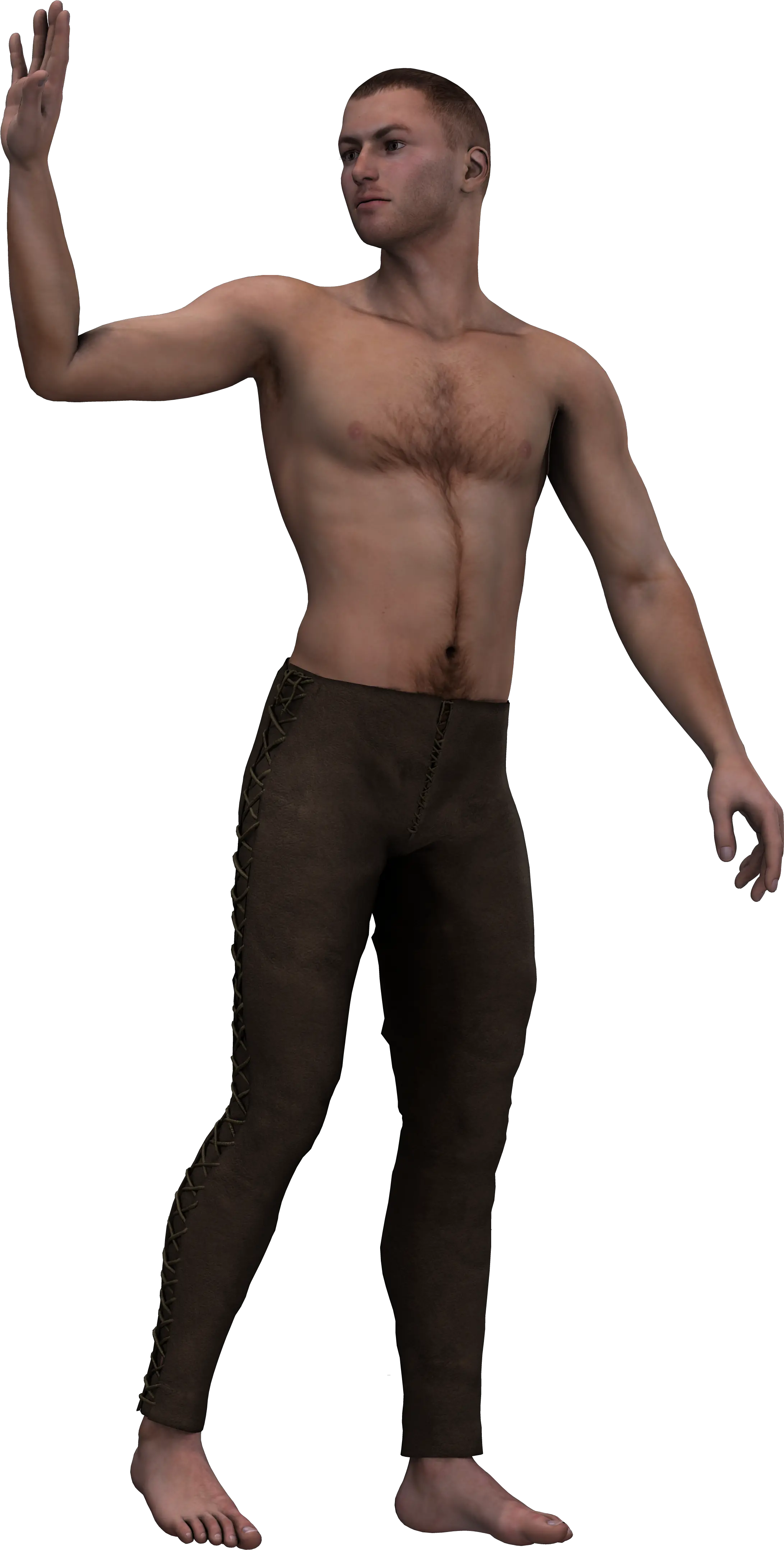 Man With A Naked Torso And Arm Raised Standing Png Arm Png