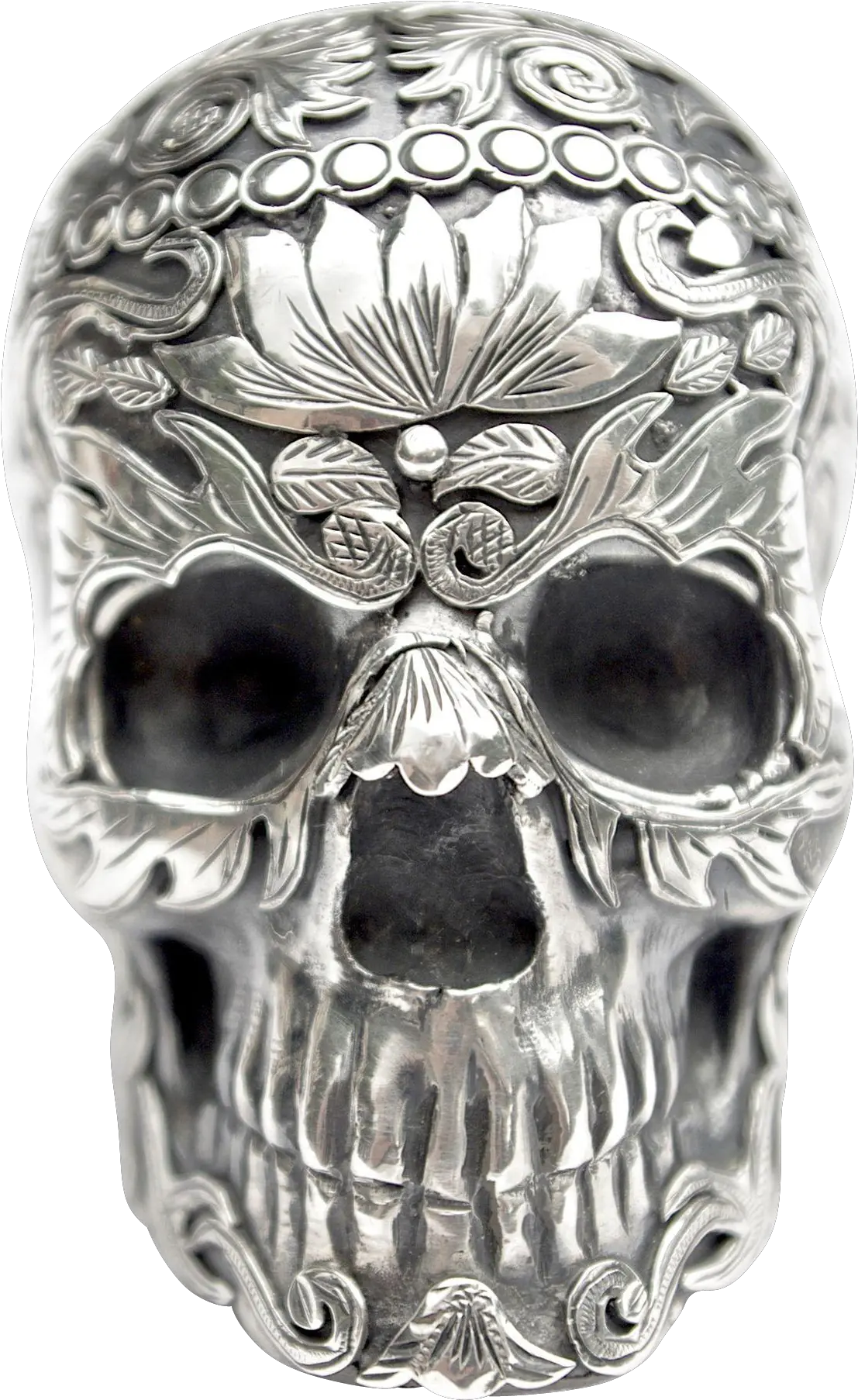 Download Hd A Vintage Mexican Silver Skull Png Calavera Png