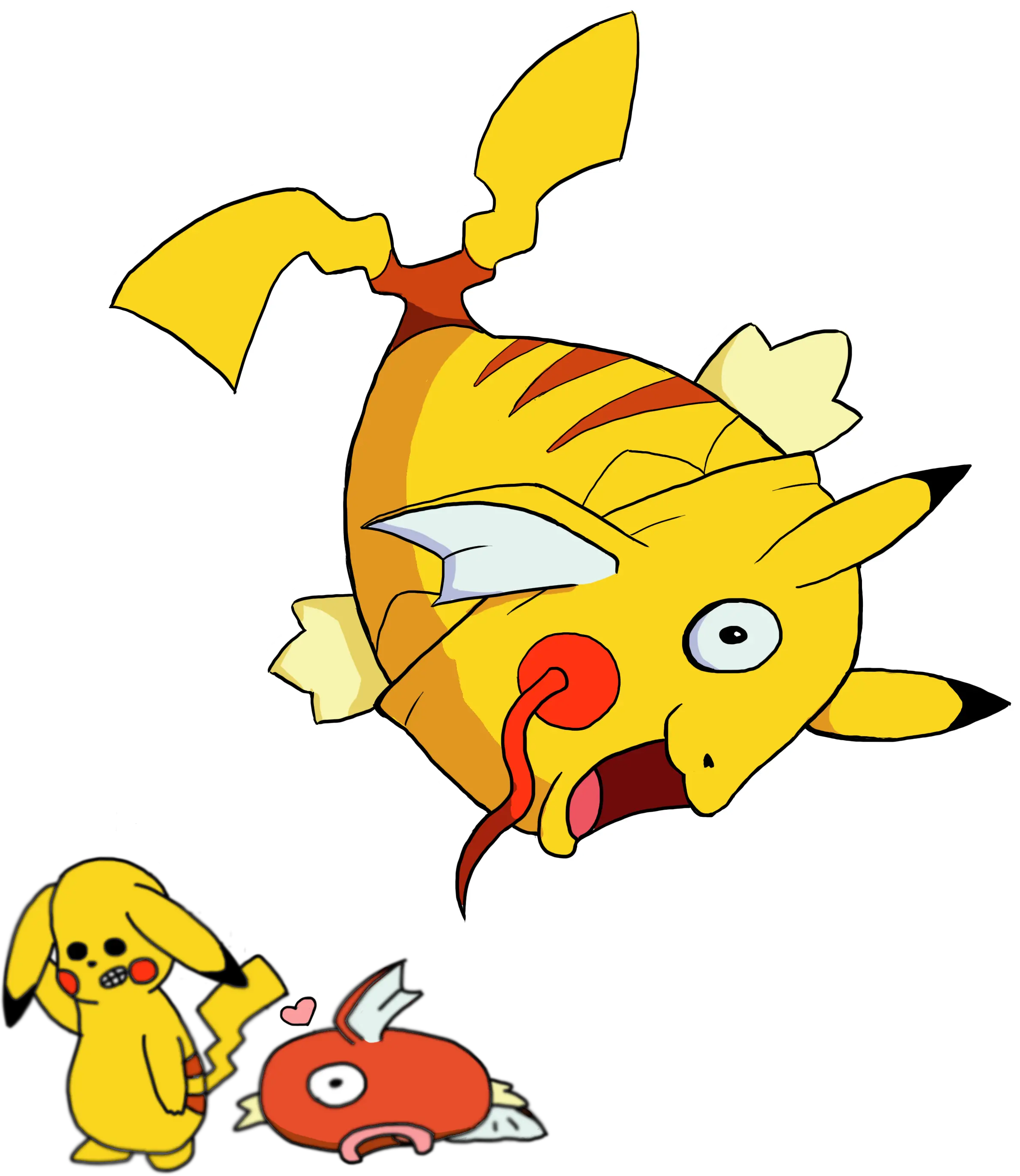 Pikachu Magikarp U003d Pikapikarp By Madzjalena Cartoon Png Magikarp Png