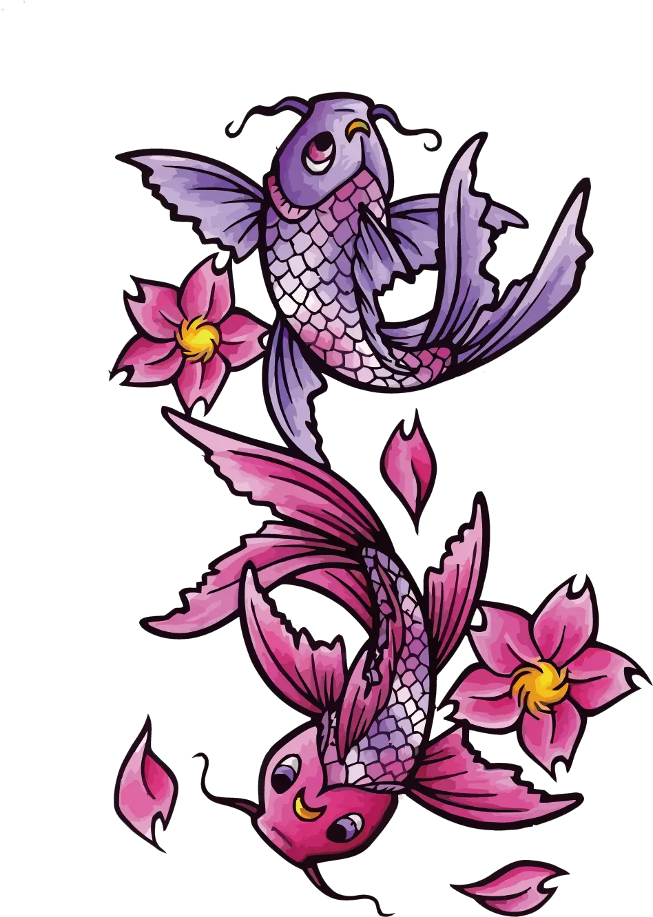 Butterfly Koi Tattoo Black And Gray Fish Koi Fish Tattoo Girly Koi Fish Tattoo Designs Png Koi Fish Png