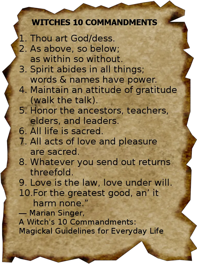 The 10 Commandments Moonsmirror Witches Commandments Png Ten Commandments Png