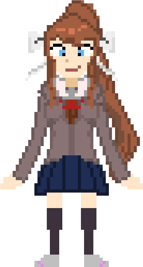 Pixilart Monika Ddlc Sprite By Terrietont Cartoon Png Monika Png