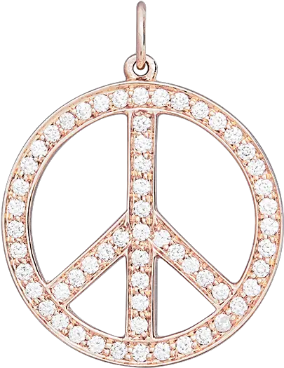 Large Peace Sign Cutout Charm Pavé Diamonds Png Transparent