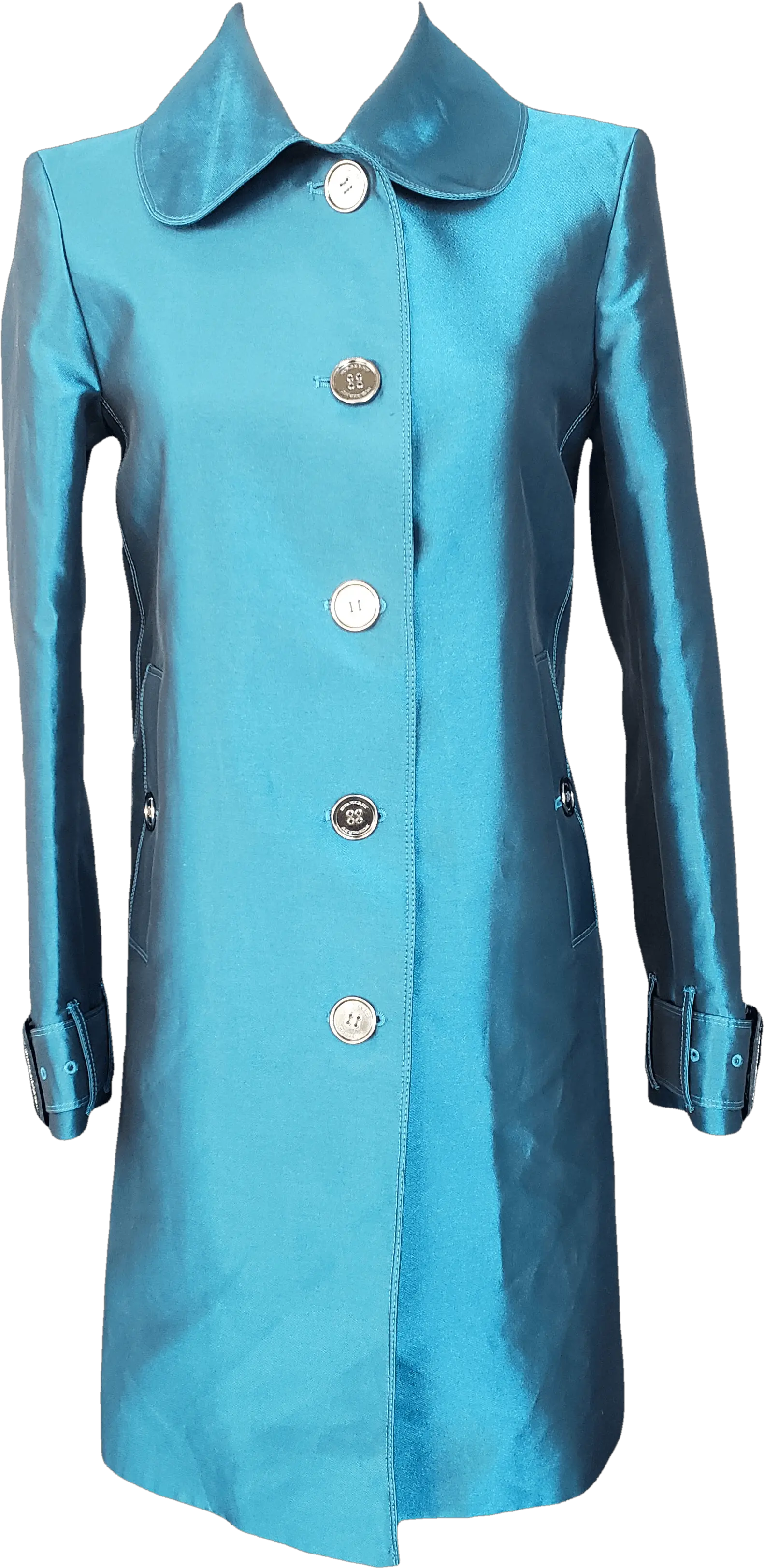 Shiny Teal Trench Coat By Burberry Overcoat Png Trench Coat Png