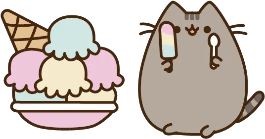 Pusheen And Lots Of Ice Cream Cursor Ice Cream Pusheen Cat Png Pusheen Png