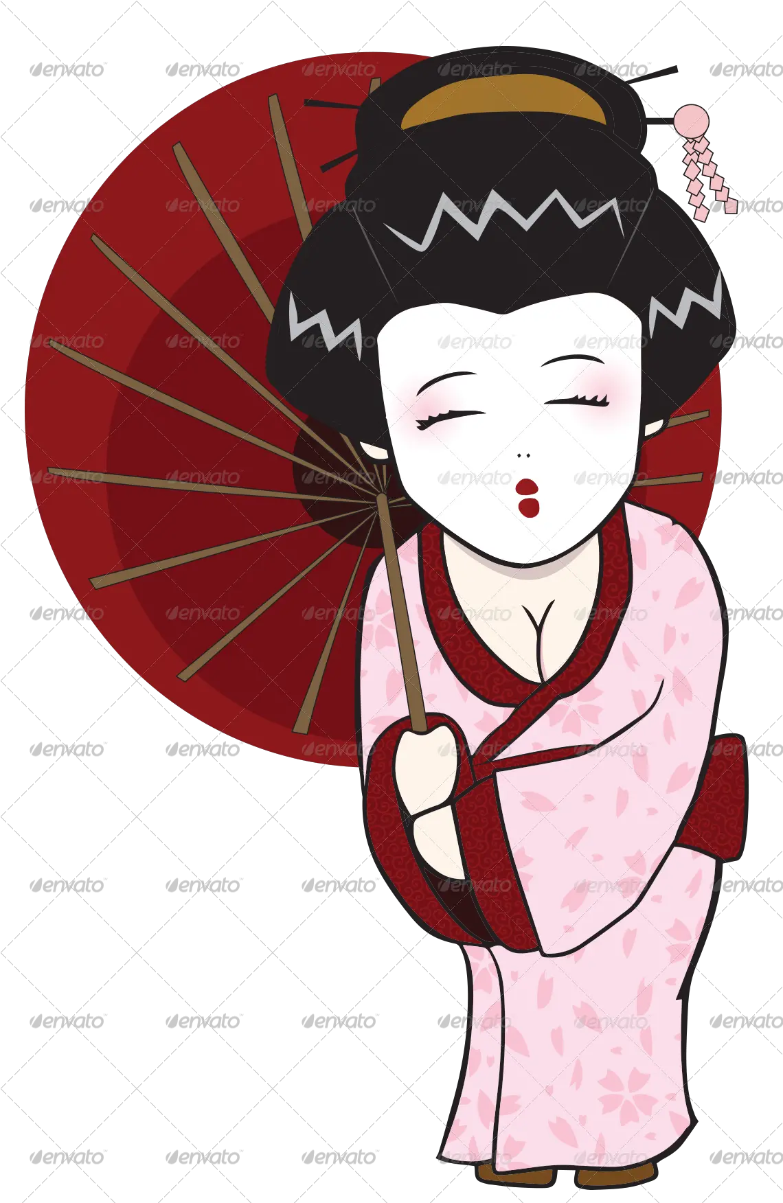 Nihon Chubby Ver By Douglast Graphicriver Geisha Cartoon Png Geisha Icon Png