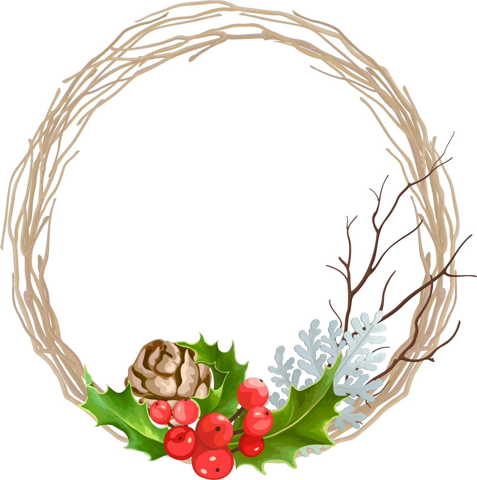 Free Christmas Holly Wreaths Vector Png Christmas Wreath Png Vector Holly Garland Png