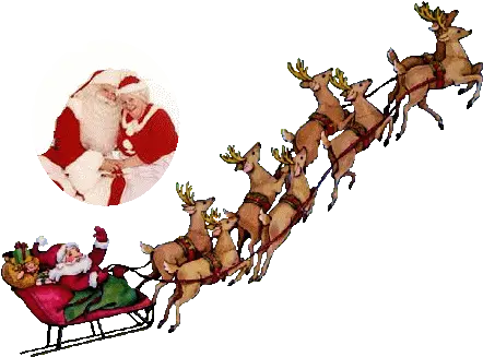 Santa Sleigh And Reindeer Animated Santa Sleigh Flying Reindeer Png Santa And Reindeer Png