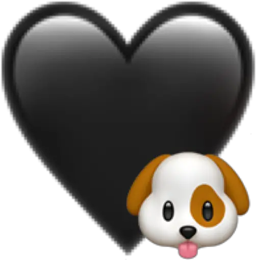 Dog Emoji Heart Black Cuore Nero Whatsapp Png Dog Emoji Png