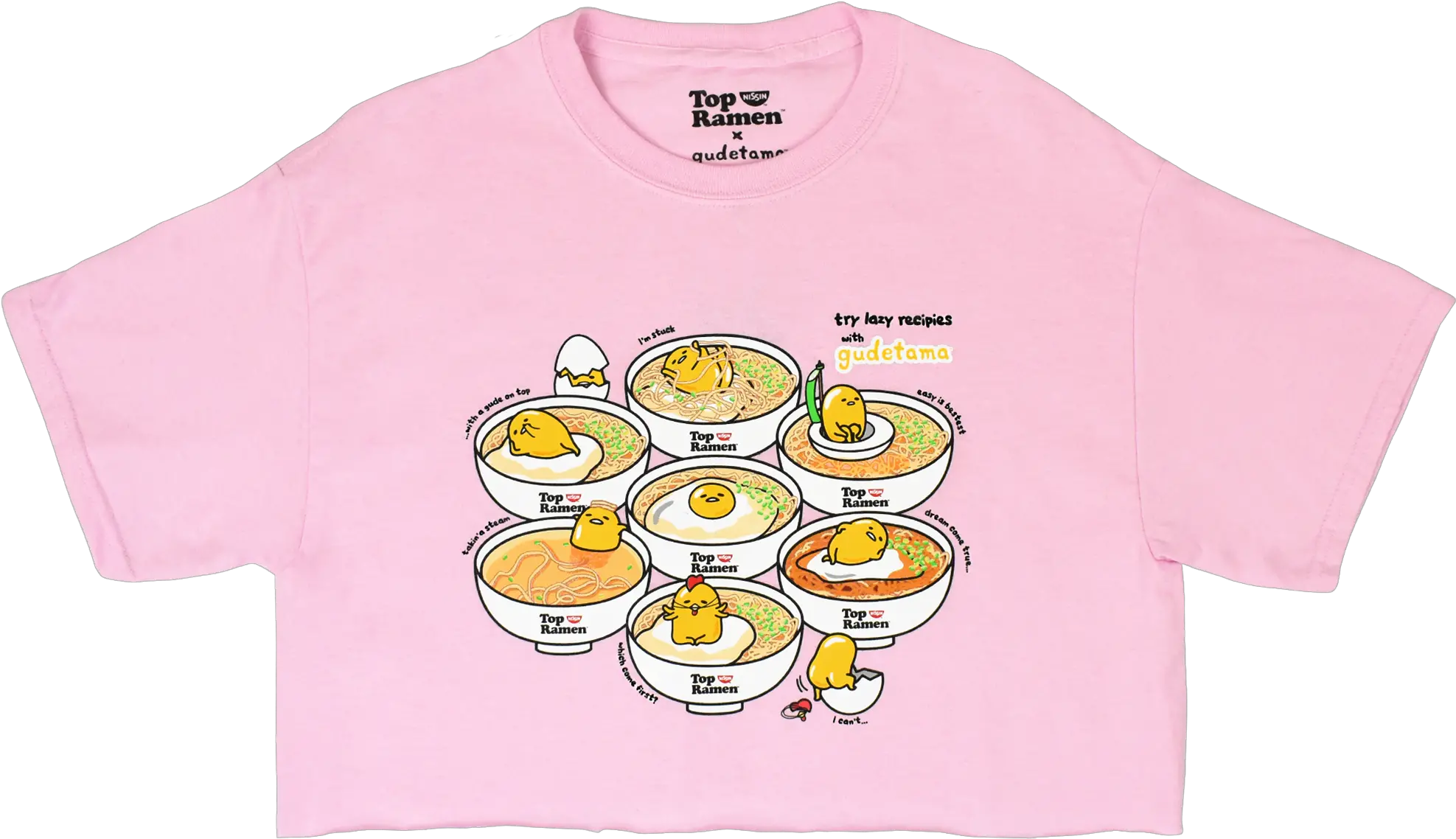 Top Ramen X Gudetama Pink Crop Short Sleeve Png Gudetama Transparent