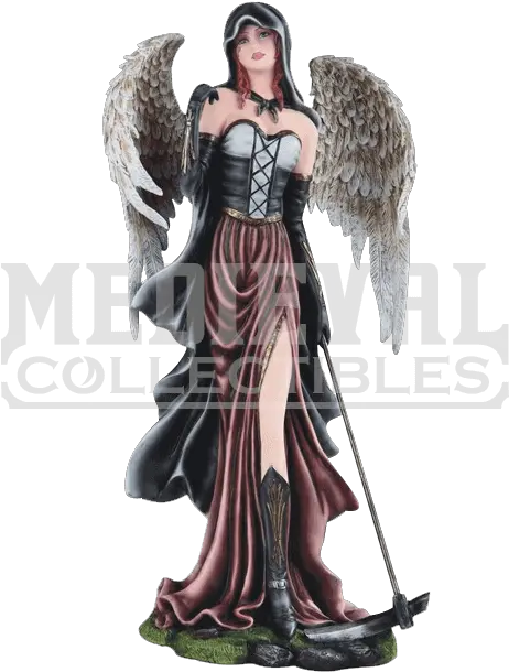 Dark Angel With Scythe Statue Full Size Png Download Seekpng Figurine Angel Statue Png