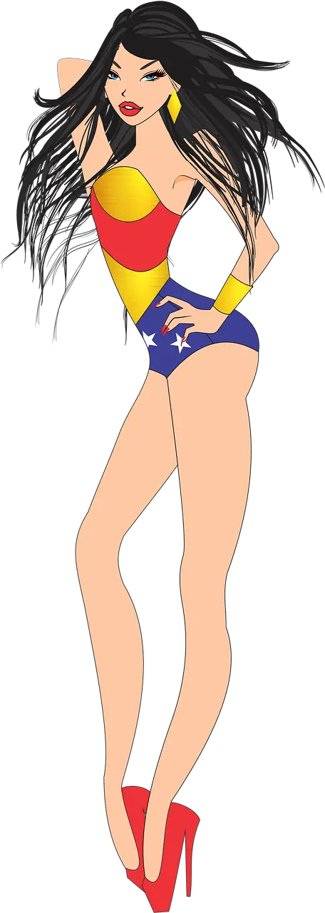 Wonder Woman Pinup Clipart Transparent Png Stickpng Black Woman Superhero Hair Wonder Woman Transparent Background png
