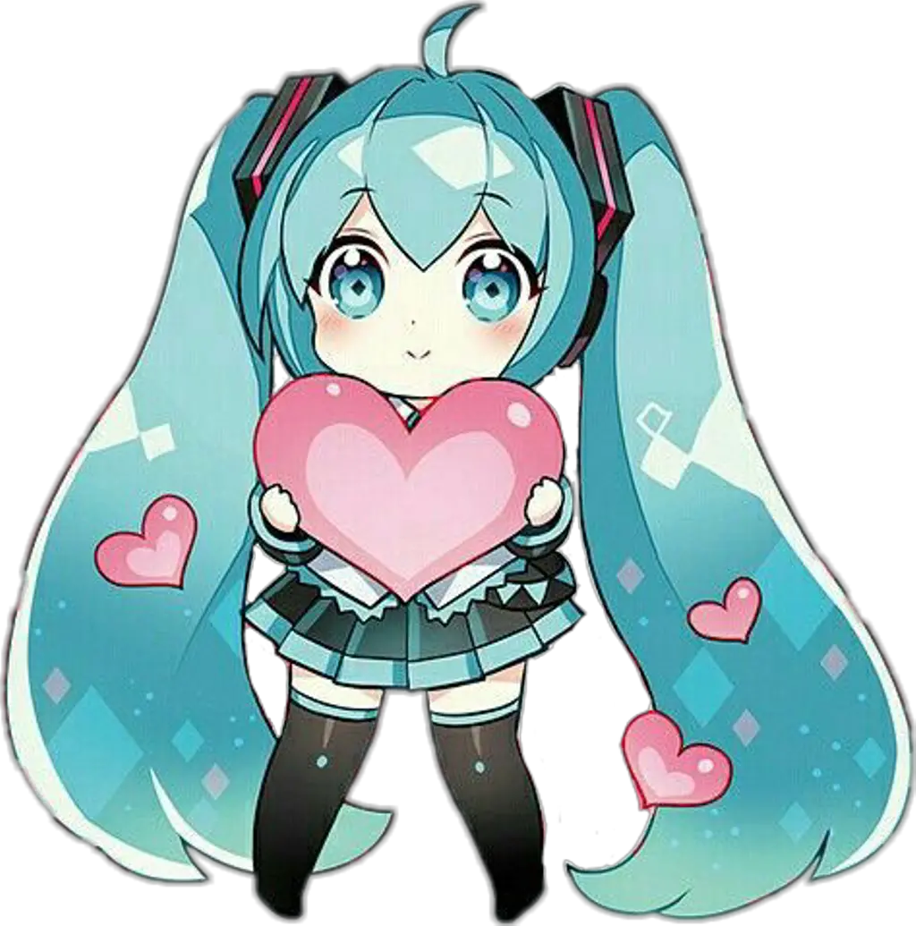 Vocaloid Hatsunemiku Miku Cute Heart Sweet Cute Miku Heart Chibi Cute Hatsune Miku Png Miku Transparent