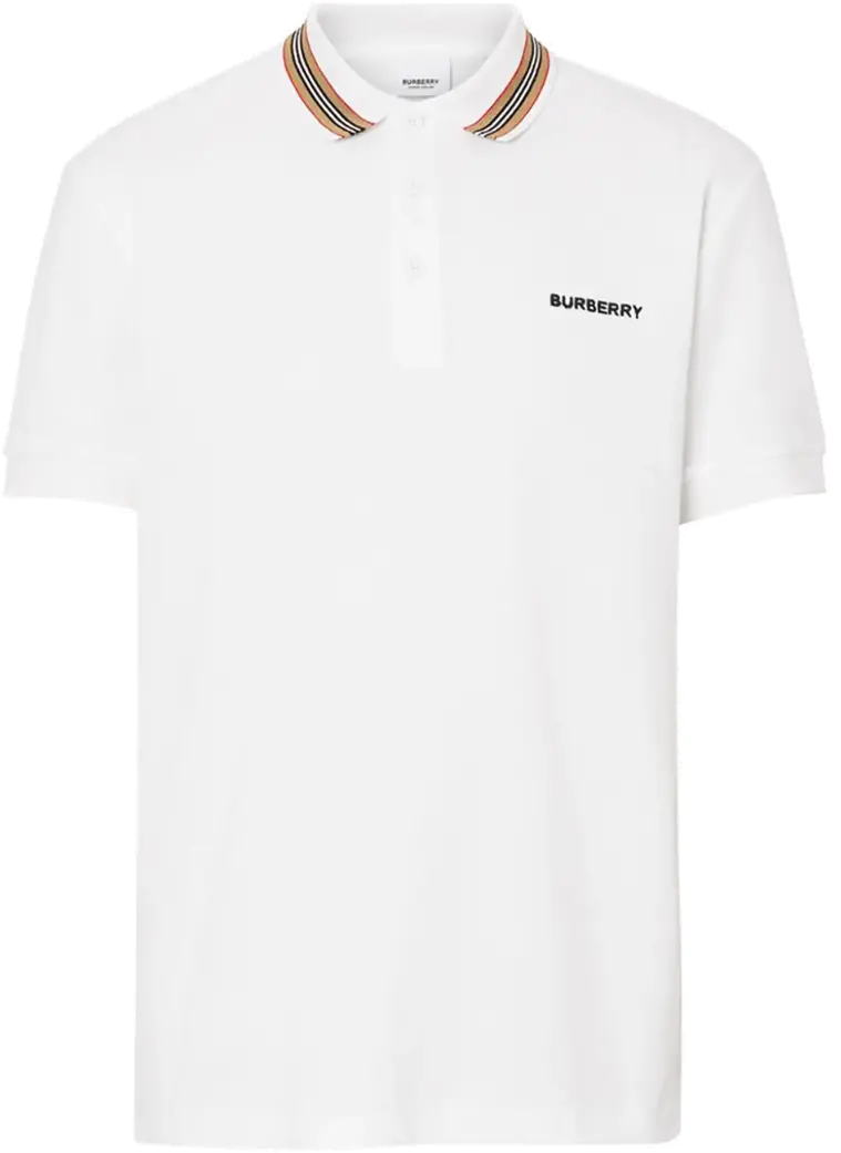 Burberry Icon Strip Cotton White Polo Shirt Short Sleeve Png Dolce And Gabbana Icon T Shirts