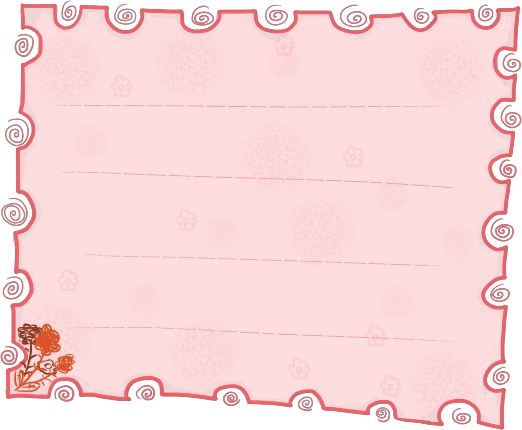 Pink Flower Border Png Flower Border Hand Painted Account Horizontal Thread Png