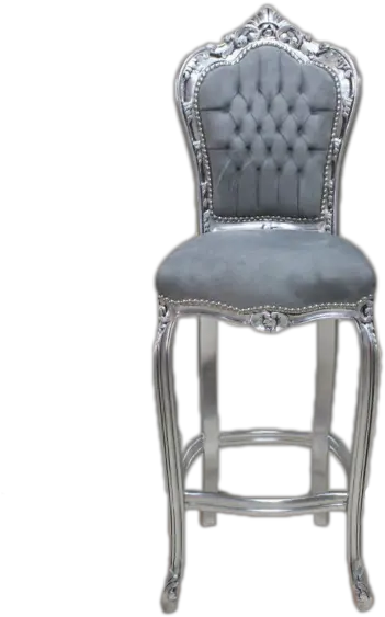 Bar Chair Silver Frame Grey Velvet Decor Clasic Chair Png Silver Frame Png