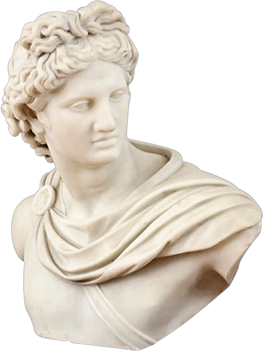 Download 19th Century Italian Large Marble Bust Of Apollo Statue Png Marble Png