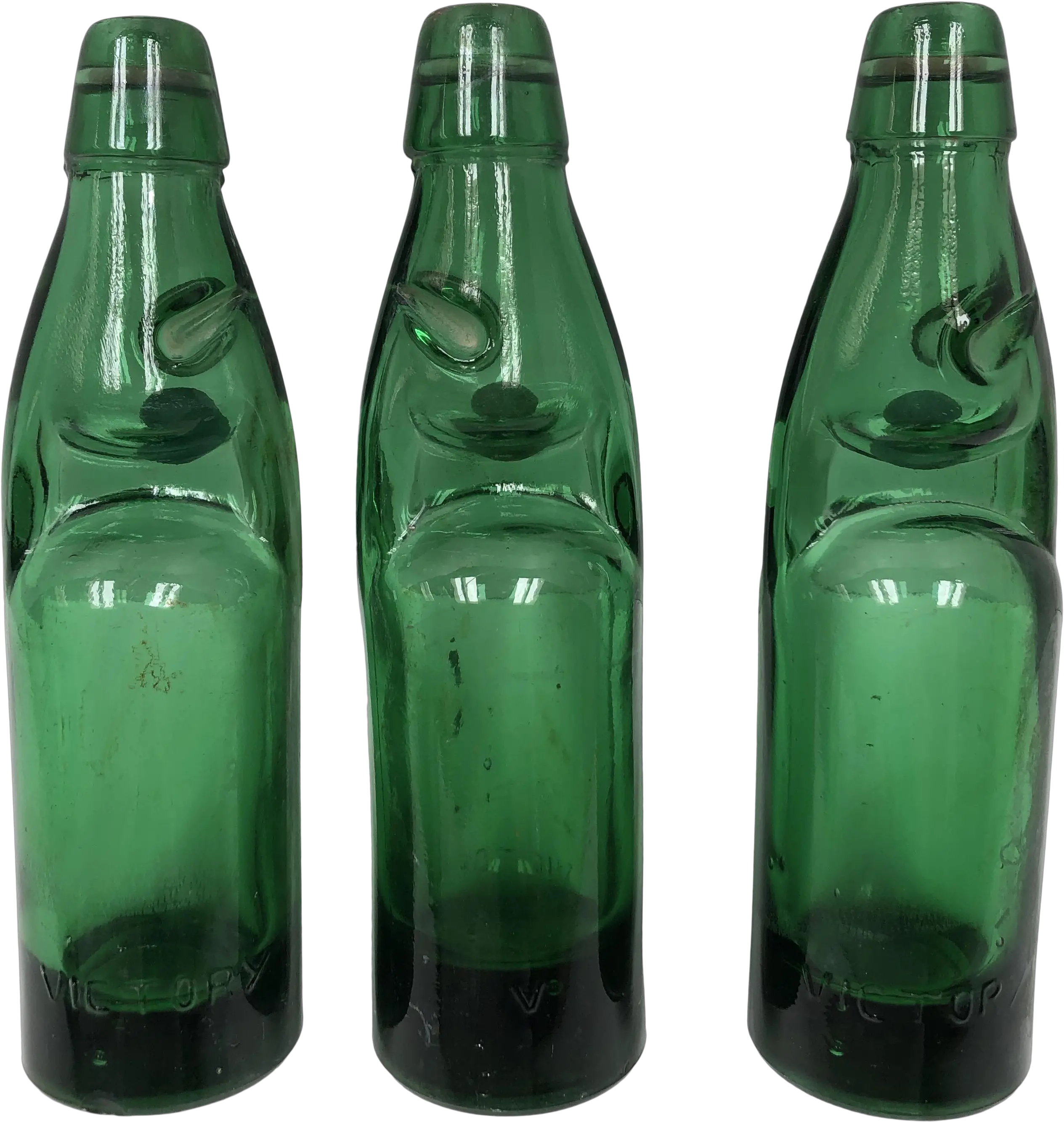Vintage Codd Neck Soda Bottles With Marble Stoppers Set Of 3 Empty Png Soda Bottle Png