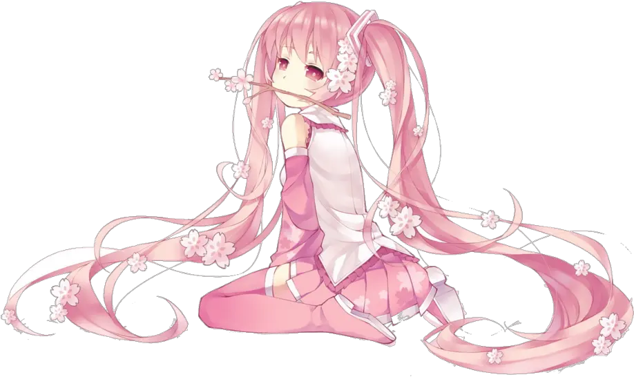 Hatsunemiku Mikuhatsune Sakuramiku Vocaloid Anime Kawa Chibi Hatsune Miku Cherry Blossom Png Hatsune Miku Transparent Background