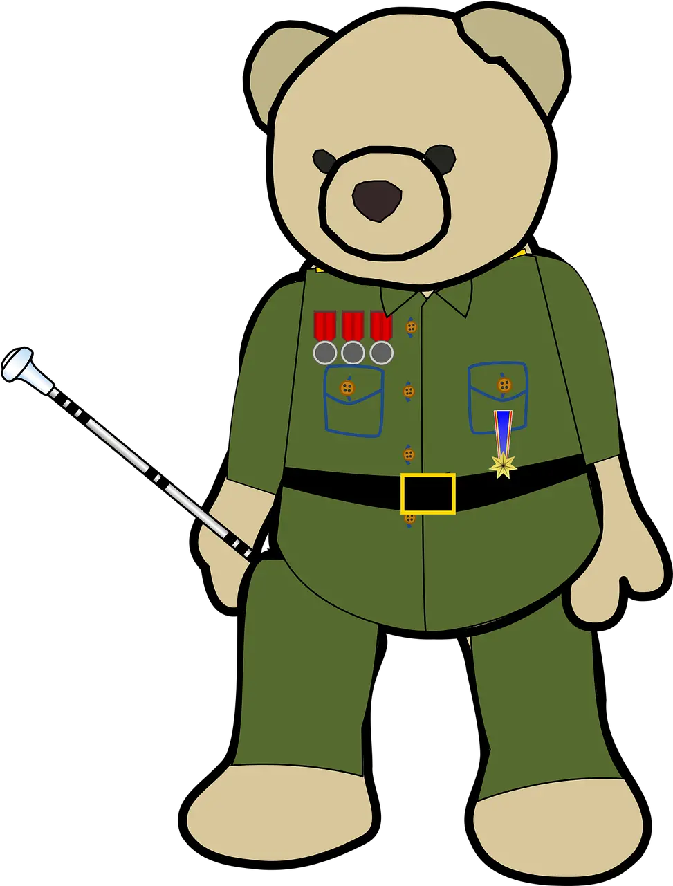 Army Baton Bear Free Vector Graphic On Pixabay Urso Do Exercito Png Baton Png