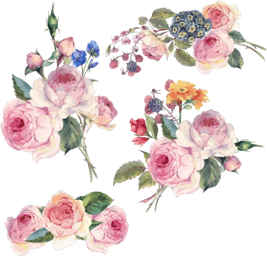 Download Flower Vector Design Floral Flowers Hand Painted Flower Vector Png Free Download Flower Vector Png png