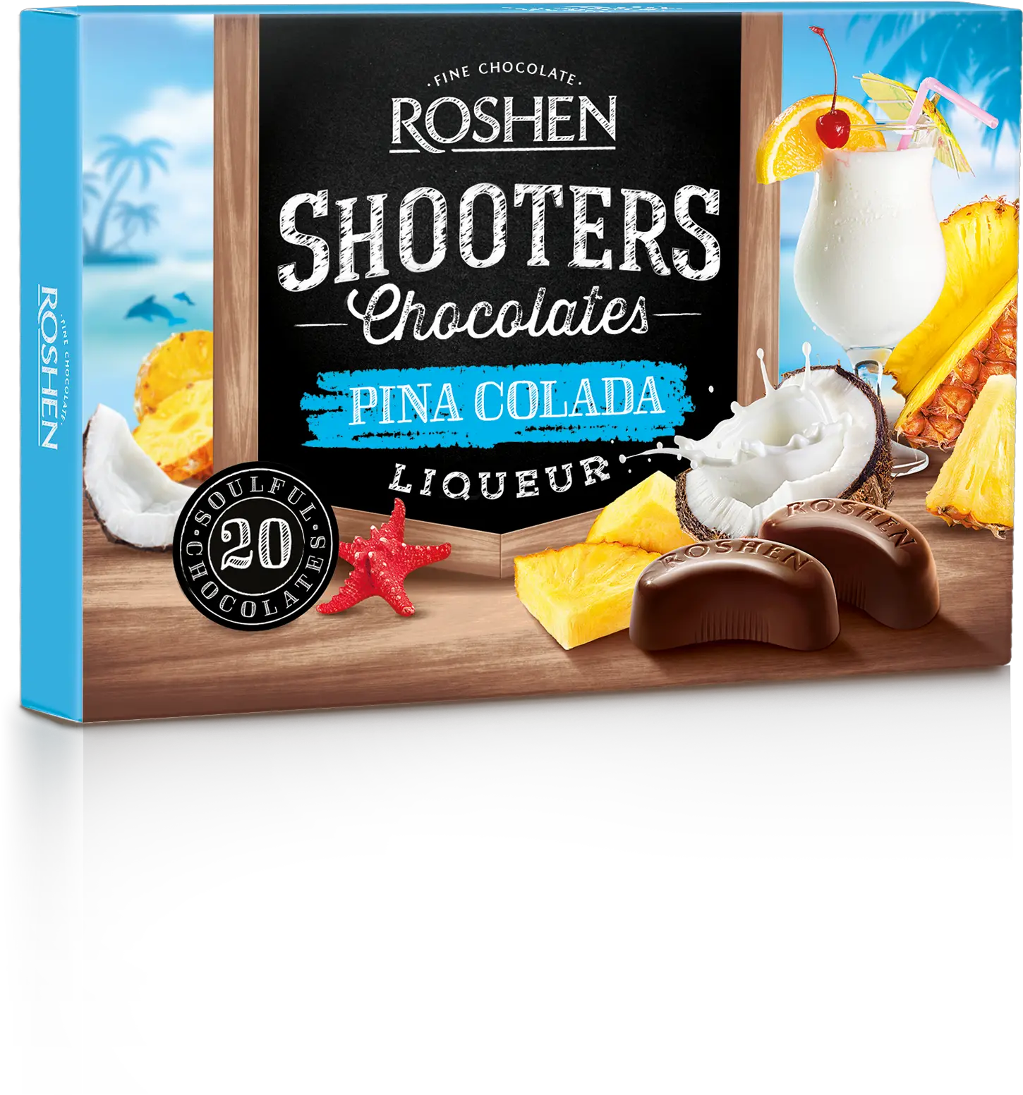 Roshen Shooters Dark Chocolate With Piña Colada Filling 150g Png Pina